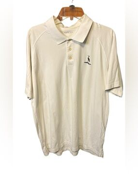 ASHWORTH embroidered Golf Polo Shirt Men’s Large Cream White Performance